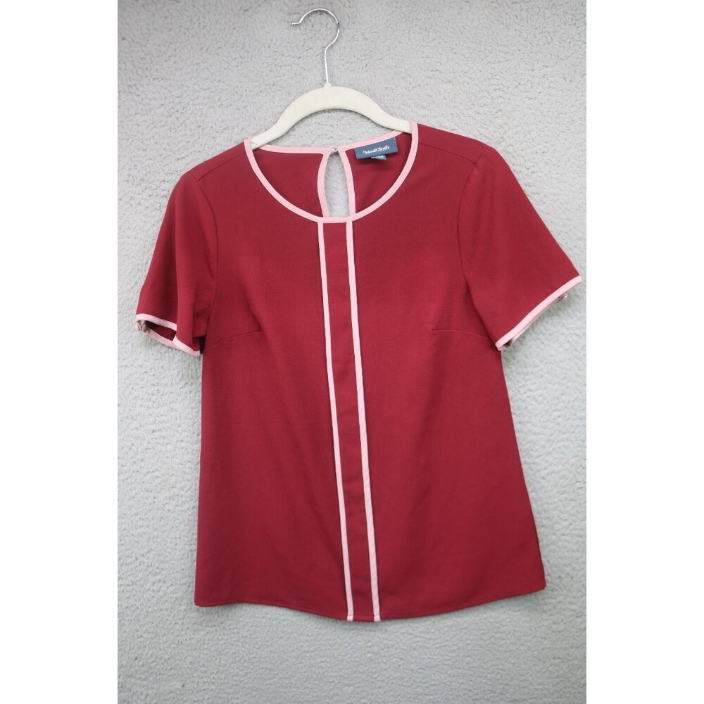 Modcloth Short Sleeve Burgundy Top-Size XXS-Office-Business